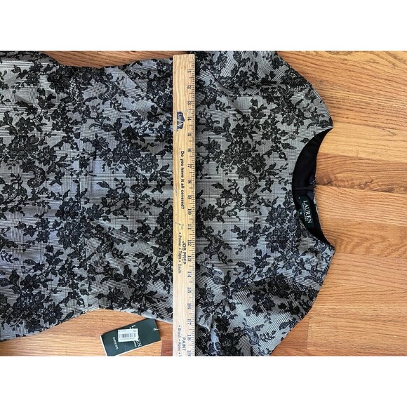 $180 Ralph Lauren Women's Black Pembrook Floral Knit Baba A-Line Day Dress Sz 10 - Picture 14 of 14